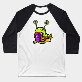 Slimey Cartoon Slug Mr Green Baseball T-Shirt